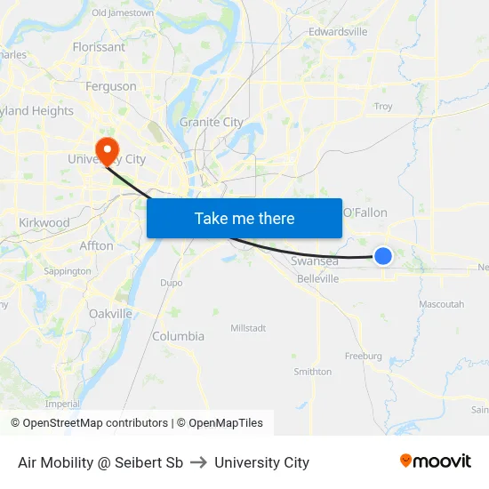 Air Mobility @ Seibert Sb to University City map