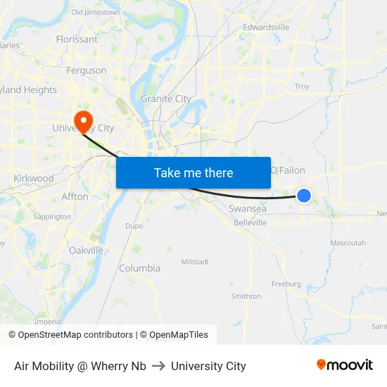 Air Mobility @ Wherry Nb to University City map
