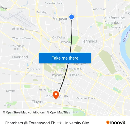 Chambers @ Forestwood Eb to University City map