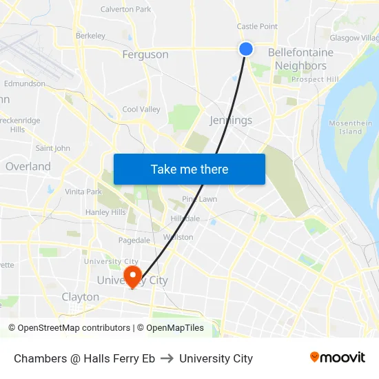 Chambers @ Halls Ferry Eb to University City map