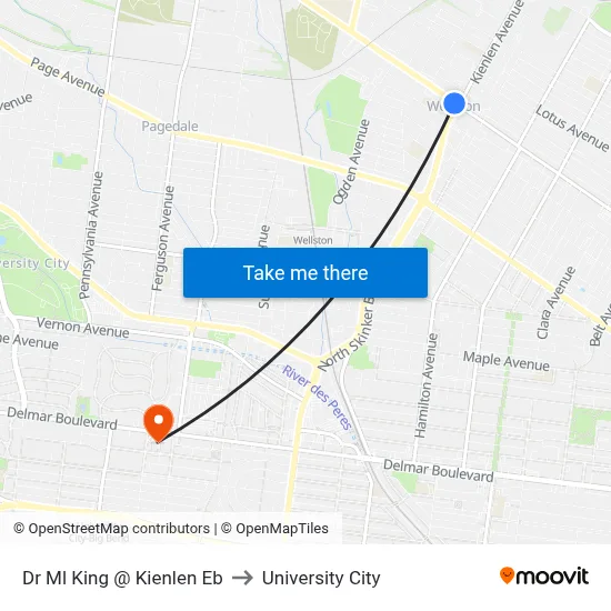 Dr Ml King @ Kienlen Eb to University City map