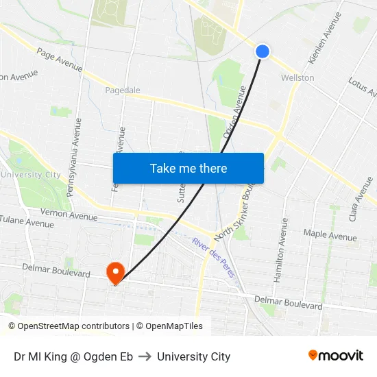 Dr Ml King @ Ogden Eb to University City map