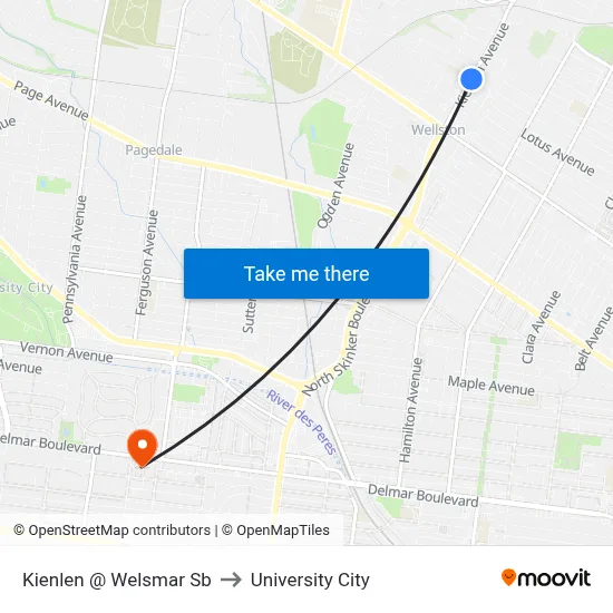 Kienlen @ Welsmar Sb to University City map