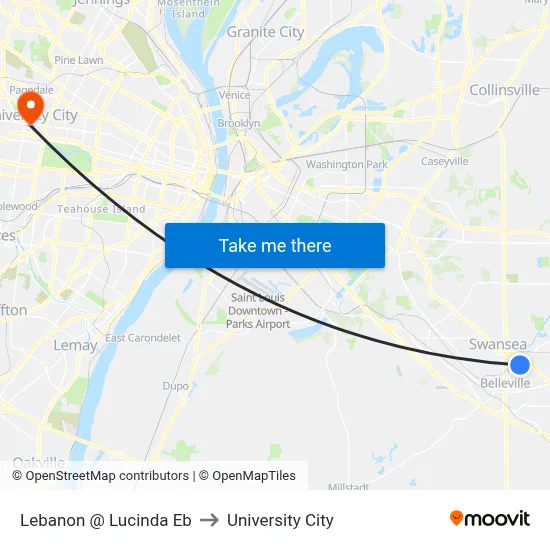 Lebanon @ Lucinda Eb to University City map