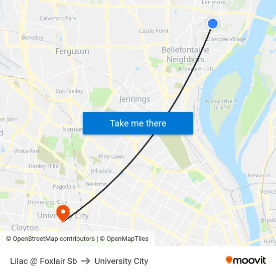 Lilac @ Foxlair Sb to University City map