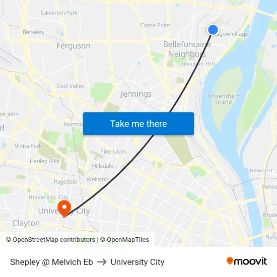 Shepley @ Melvich Eb to University City map