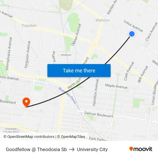 Goodfellow @ Theodosia Sb to University City map