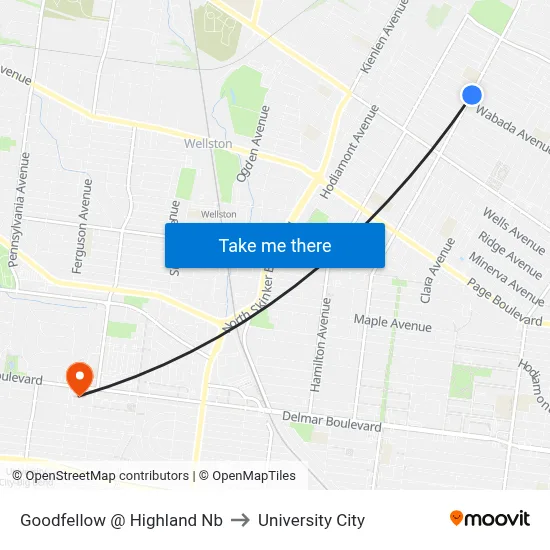Goodfellow @ Highland Nb to University City map