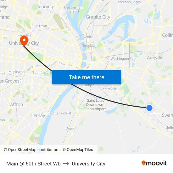 Main @ 60th Street Wb to University City map