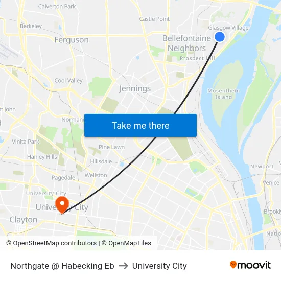 Northgate @ Habecking Eb to University City map