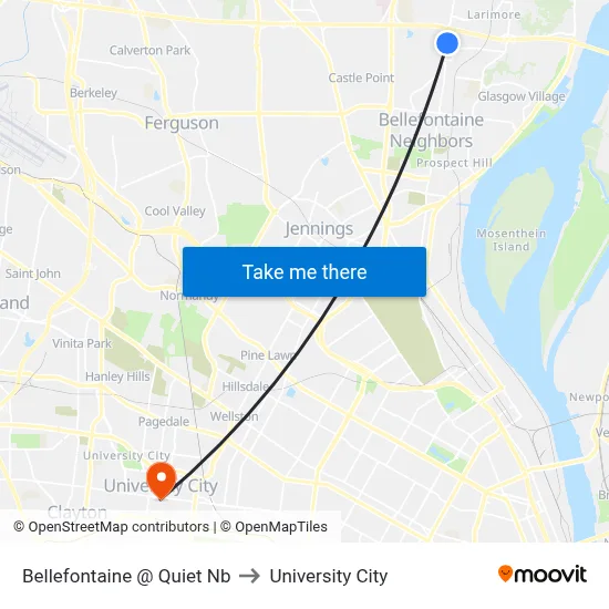 Bellefontaine @ Quiet Nb to University City map