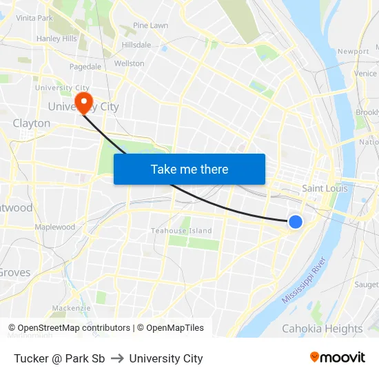 Tucker @ Park Sb to University City map