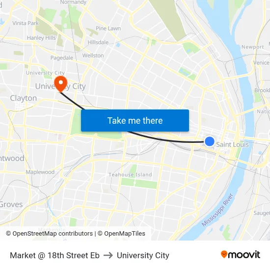 Market @ 18th Street Eb to University City map