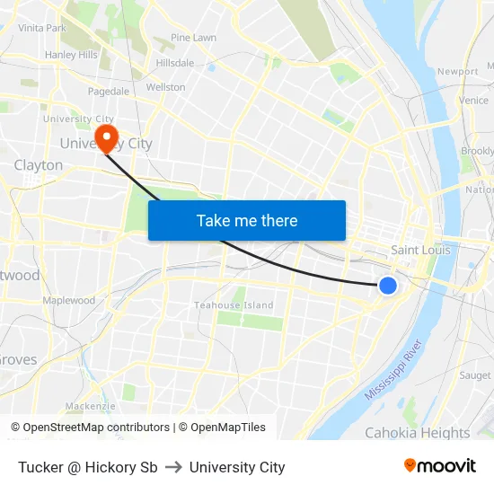 Tucker @ Hickory Sb to University City map