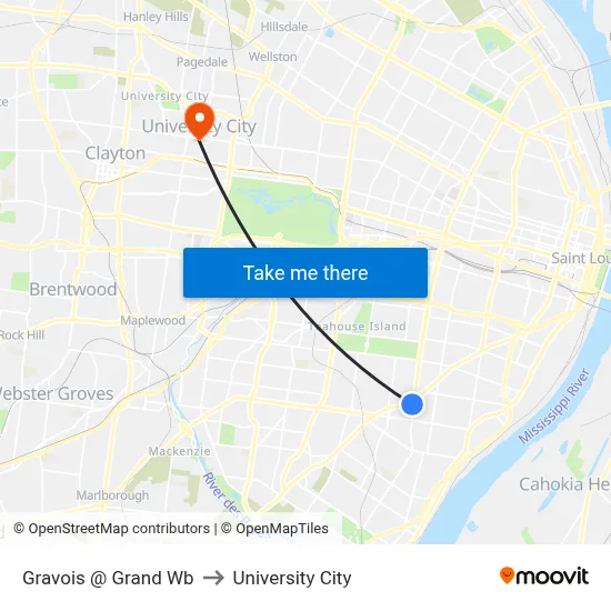 Gravois @ Grand Wb to University City map