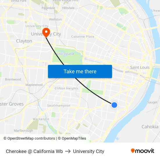 Cherokee @ California Wb to University City map