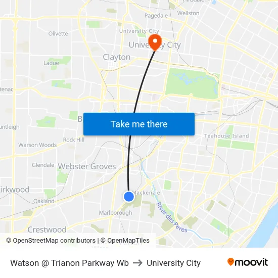 Watson @ Trianon Parkway Wb to University City map