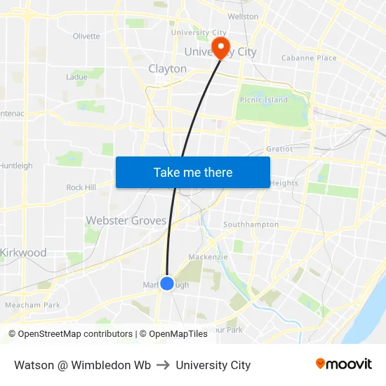 Watson @ Wimbledon Wb to University City map