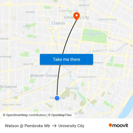 Watson @ Pembroke Wb to University City map