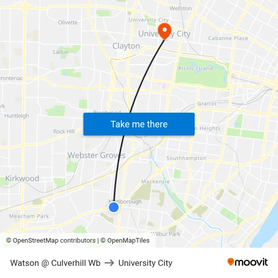 Watson @ Culverhill Wb to University City map