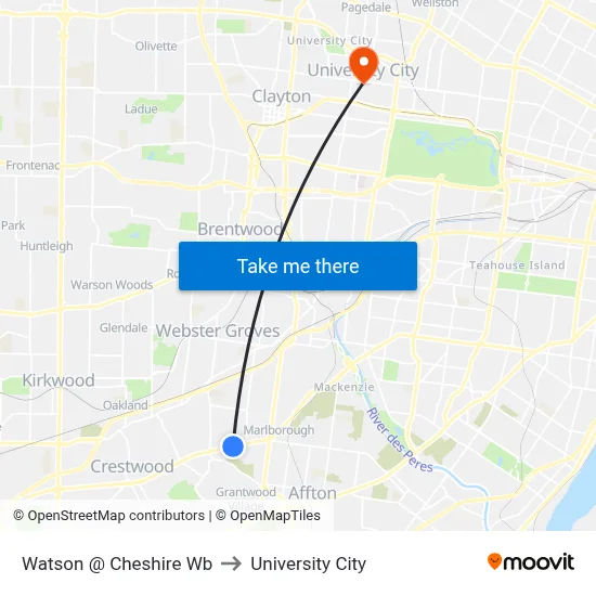 Watson @ Cheshire Wb to University City map
