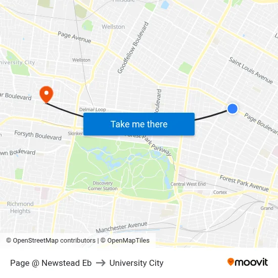 Page @ Newstead Eb to University City map
