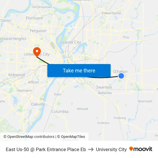East Us-50 @ Park Entrance Place Eb to University City map