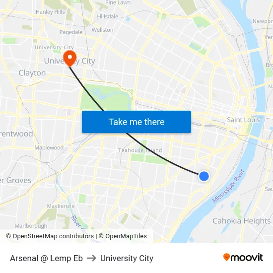 Arsenal @ Lemp Eb to University City map