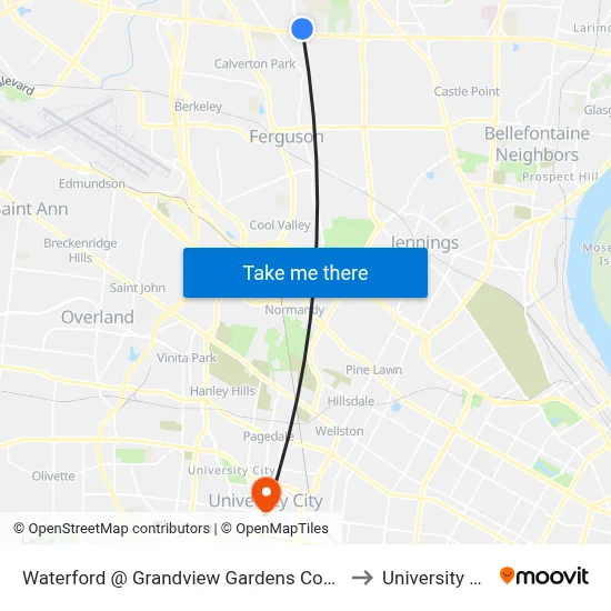 Waterford @ Grandview Gardens Court Sb to University City map