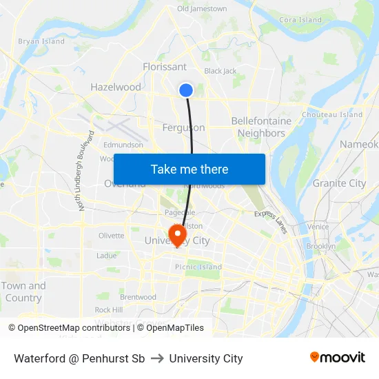 Waterford @ Penhurst Sb to University City map