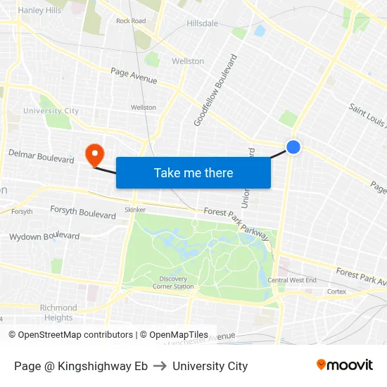 Page @ Kingshighway Eb to University City map