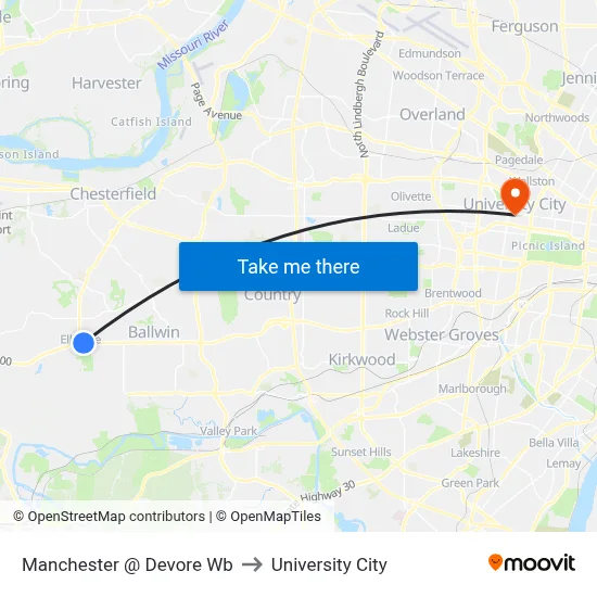 Manchester @ Devore Wb to University City map