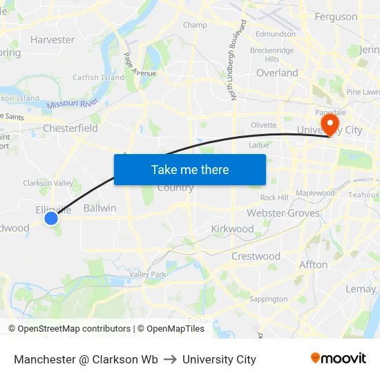 Manchester @ Clarkson Wb to University City map
