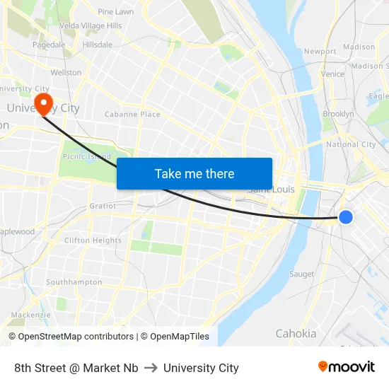 8th Street @ Market Nb to University City map
