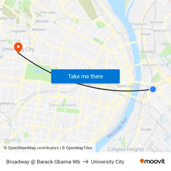 Broadway @ Barack Obama Wb to University City map