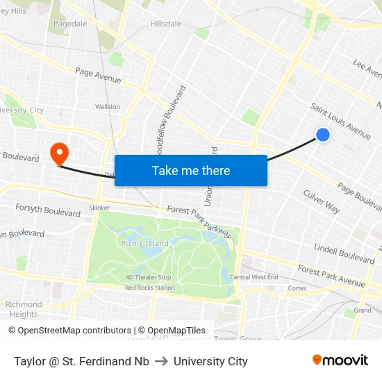Taylor @ St. Ferdinand Nb to University City map