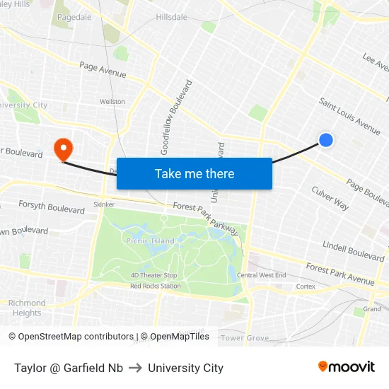 Taylor @ Garfield Nb to University City map