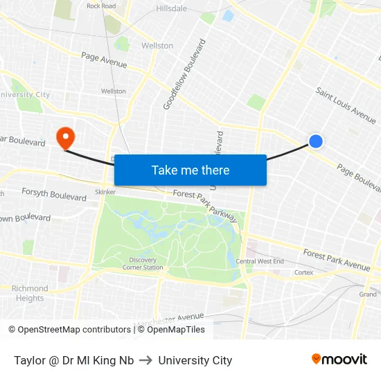 Taylor @ Dr Ml King Nb to University City map