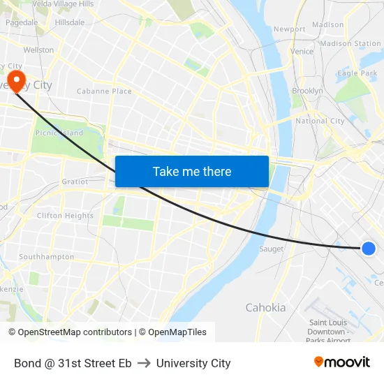 Bond @ 31st Street Eb to University City map