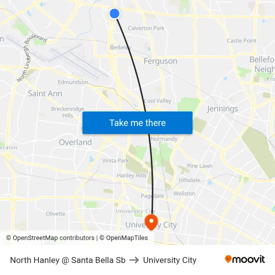 North Hanley @ Santa Bella Sb to University City map