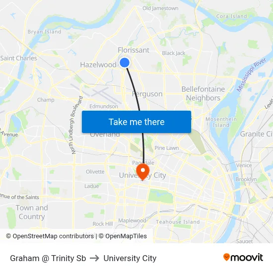 Graham @ Trinity Sb to University City map