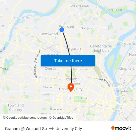 Graham @ Wescott Sb to University City map