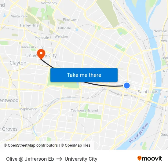 Olive @ Jefferson Eb to University City map