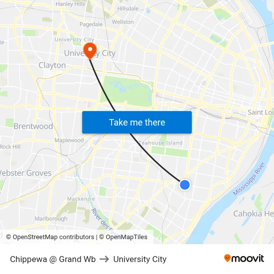 Chippewa @ Grand Wb to University City map
