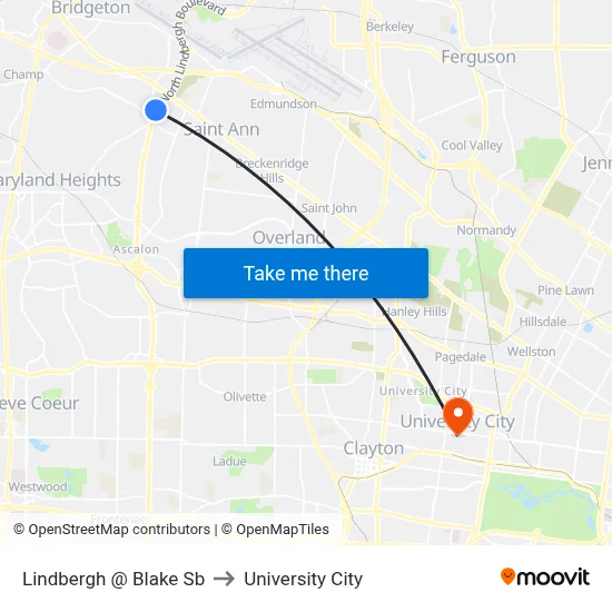 Lindbergh @ Blake Sb to University City map