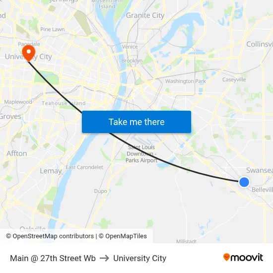 Main @ 27th Street Wb to University City map