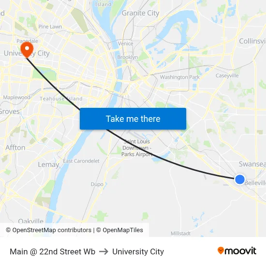 Main @ 22nd Street Wb to University City map