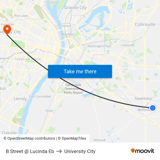 B Street @ Lucinda Eb to University City map