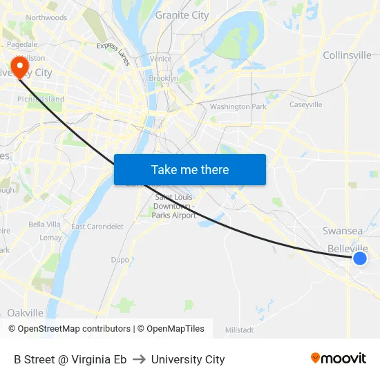 B Street @ Virginia Eb to University City map