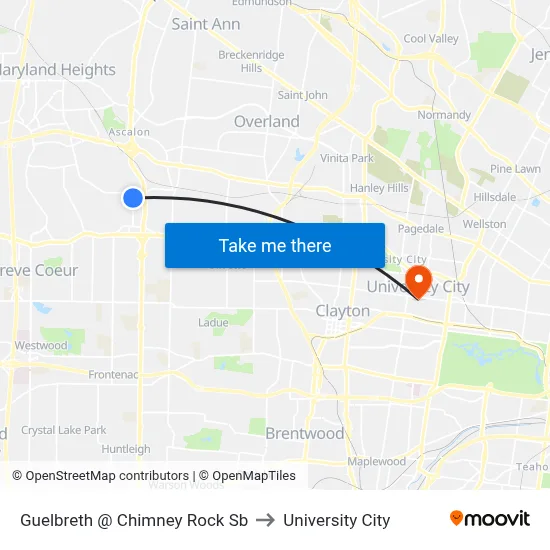 Guelbreth @ Chimney Rock Sb to University City map